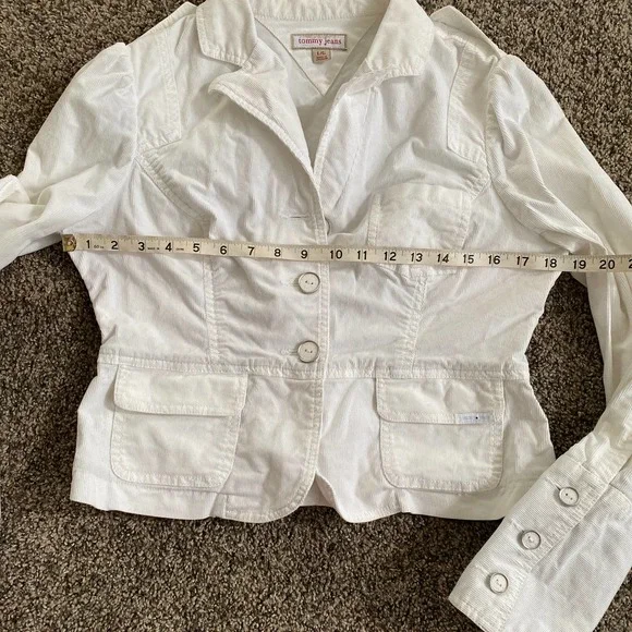 Tommy Jeans White Women's Corduroy Jacket - Size Large - Picture 3 of 4